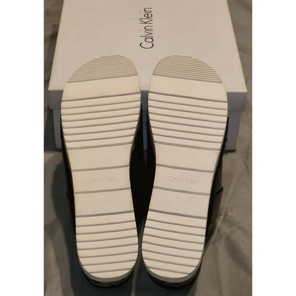 Brand New Calvin Klein Casely Women's Platform Slides Nappa Leather Snak…
